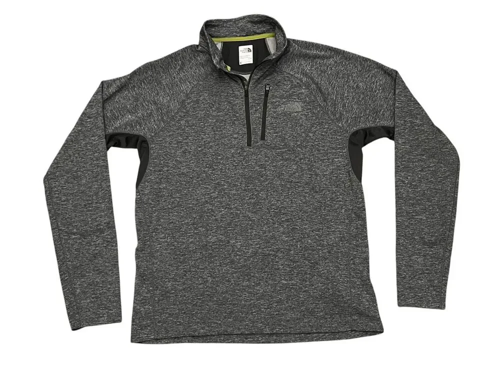 The North Face Flash Dry 1/4 Zip Pullover Men's Large Heather Gray & Green